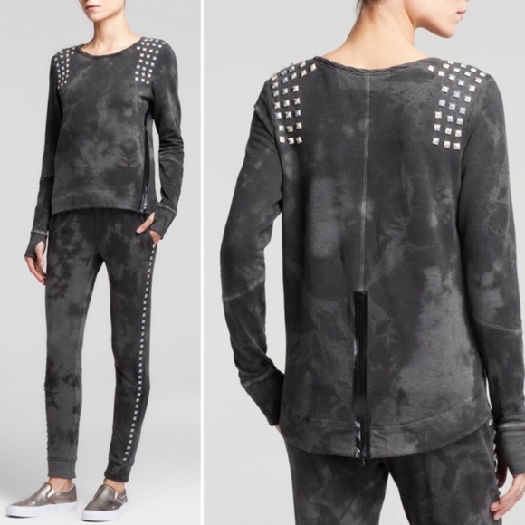 Pam & Gela Studded Fleece Gray Tie Dye Sweatshirt - Picture 11 of 11